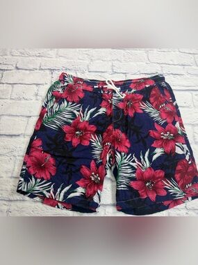 NWOT Jogal Navy Shorts with Pink Floral Print. Size Large.